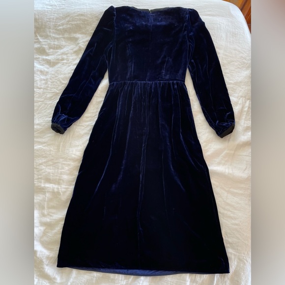 EUC Saloni Camille Velvet Midi Dress Glitter Hearts Women’s Size 4 Blue Purple - Picture 5 of 15